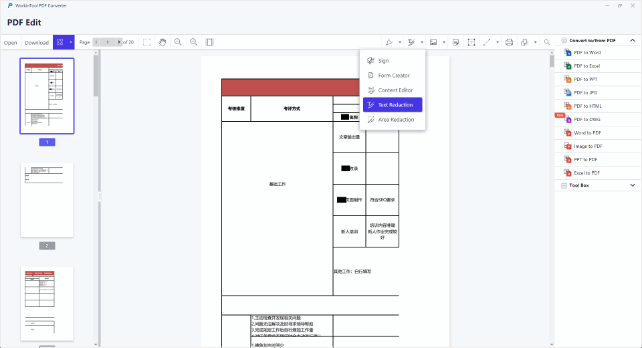 Redactar texto y área en PDF