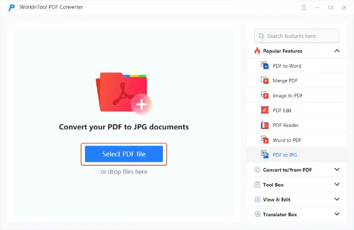 WorkinTool PDF Converter (step2-1)